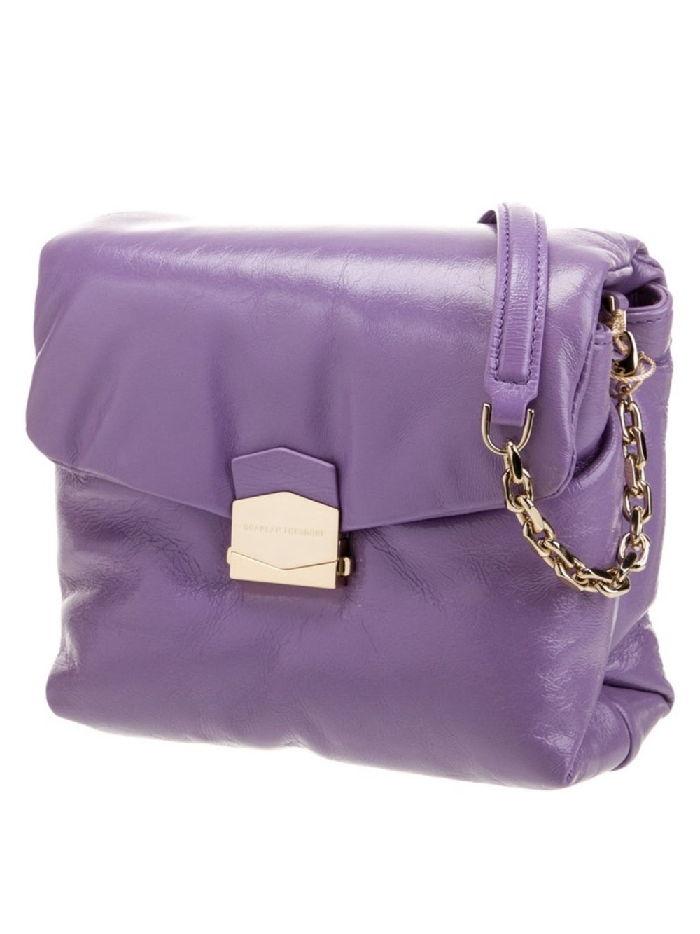 Scanlan Theodore Lavender Leather Shoulder Bag with Gold Chain - Picture 3 of 6
